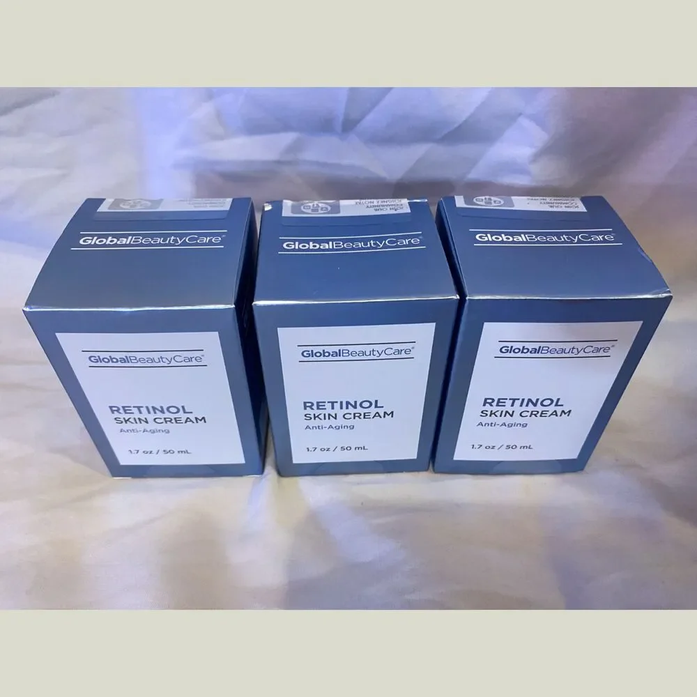 Lot of 3 Global Beauty Retinol Skin Cream Anti-Aging 1.7 oz Each NEW Sealed